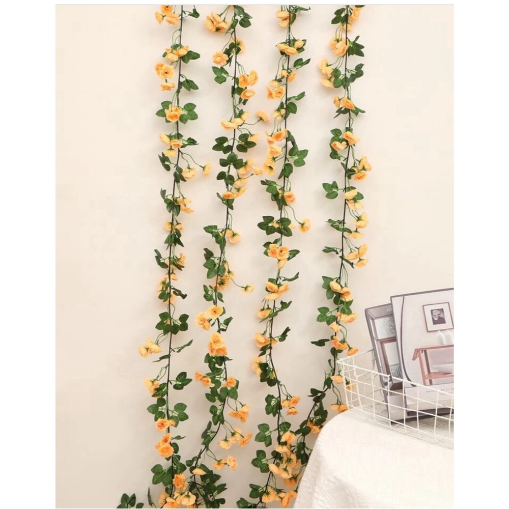 Artificial Floral Peachy Orange Mini Roses Vines Garland (2-pack) NEW